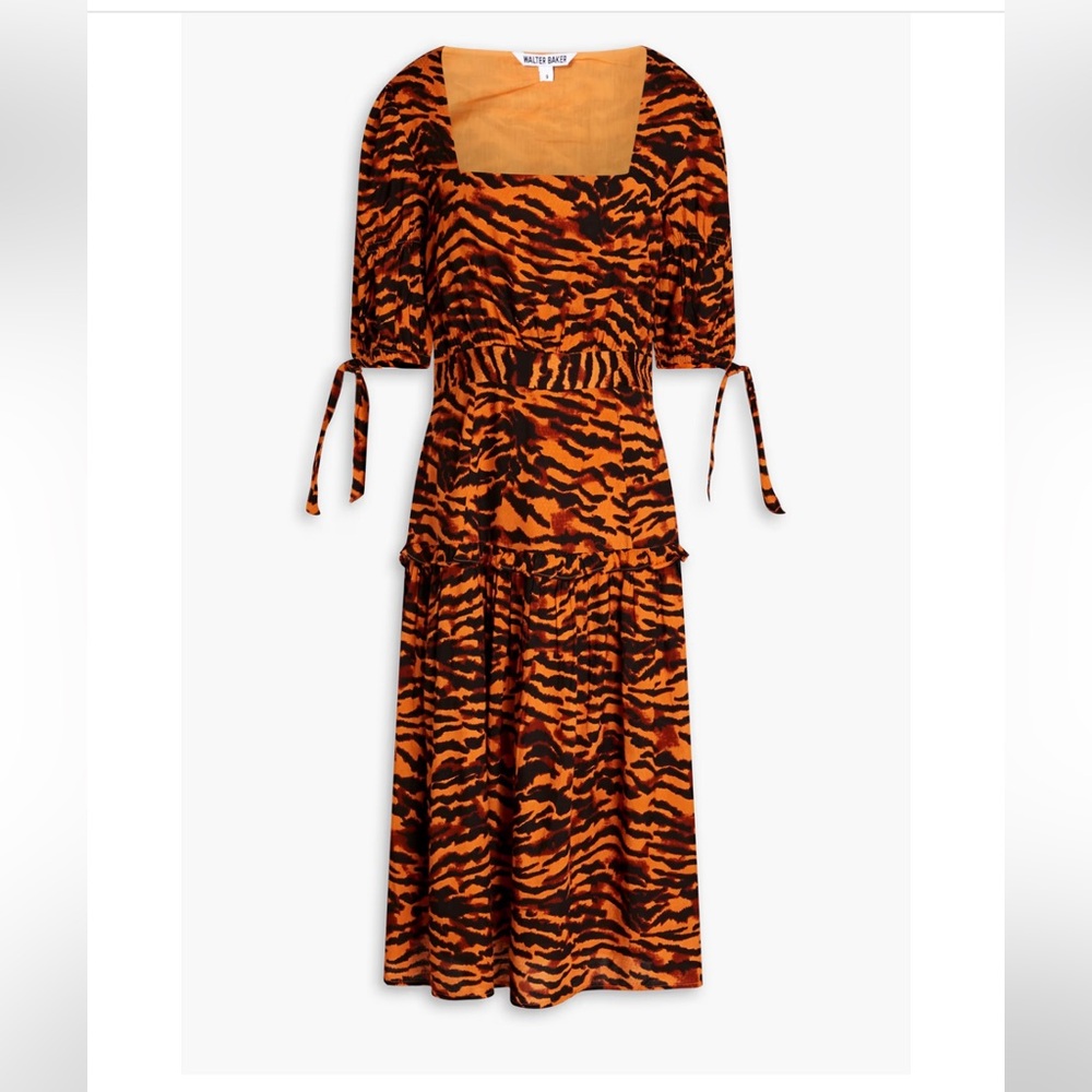 Walter Baker Yosline Tiger Stripe Cotton Midi Dress size 10 New with Tag